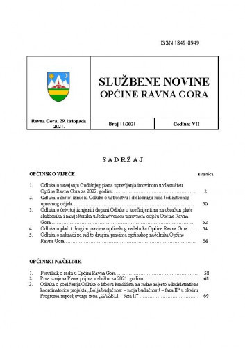 Službene novine Općine Ravna Gora : službeno glasilo Općine Ravna Gora : 7,11(2021) / glavni urednik Mišel Šćuka.