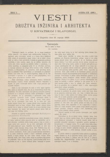 Viesti Družtva inžinira i arhitekta u Hrvatskoj i Slavoniji : 19,5(1898) / urednik Josip Chvála.