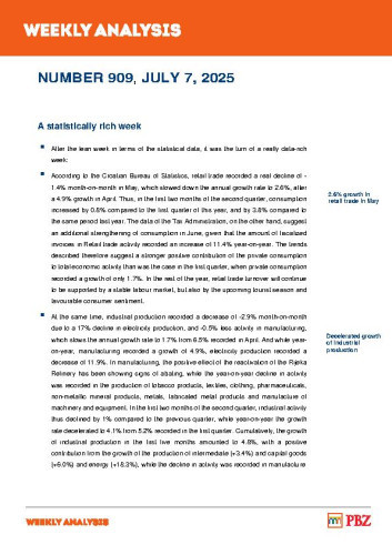 PBZ weekly analysis : 909(2025) / Privredna banka Zagreb.