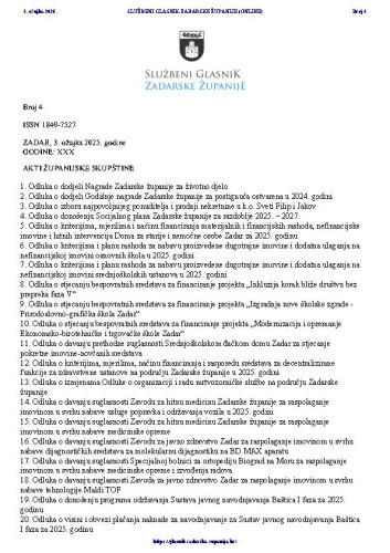Službeni glasnik Zadarske županije : 32,4(2025) 
