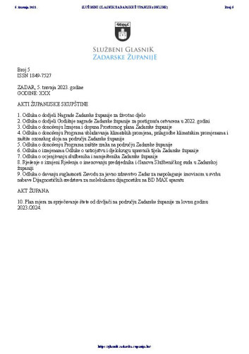 Službeni glasnik Zadarske županije : 30,5(2023)