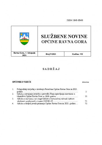 Službene novine Općine Ravna Gora : službeno glasilo Općine Ravna Gora : 7,9(2021) / glavni urednik Mišel Šćuka.