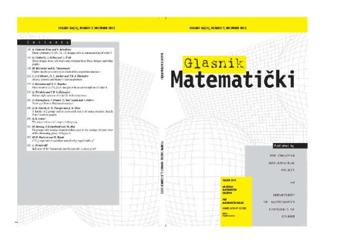 Glasnik matematički : 58,2(2023) / glavni urednik Dražen Adamović.
