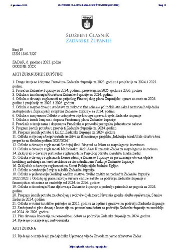 Službeni glasnik Zadarske županije : 30,19(2023)