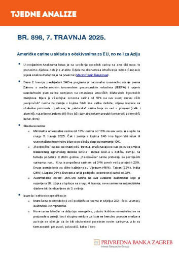 PBZ weekly analysis : 898(2025) / Privredna banka Zagreb.