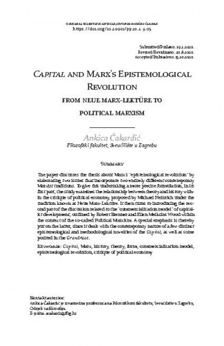 Capital and Marx's epistemological revolution from Neue Marx-Lektüre to Political Marxism / Ankica Čakardić.