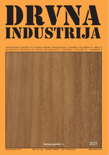 Drvna industrija : znanstveni časopis za pitanja drvne tehnologije : 72,2(2021) / glavni i odgovorni urednik Ružica Beljo-Lučić.