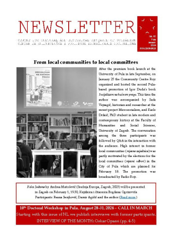Newsletter : 87(2024)  / Centre for Cultural and Historical Research of Socialism = Centar za kultorološka i povijesna istraživanja socijalizma ; editors Igor Duda, Anita Buhin.
