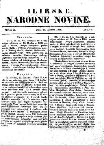 Ilirske narodne novine : 2,7(1836)   / [urednik Ljudevit Gaj].