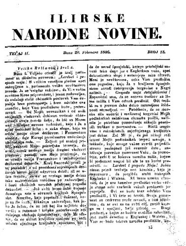 Ilirske narodne novine : 2,15(1836)   / [urednik Ljudevit Gaj].