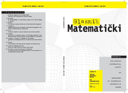 Glasnik matematički : 59,1(2024) / glavni urednik Dražen Adamović.