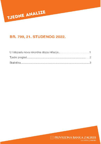 PBZ tjedne analize : 799(2022) /  Privredna banka Zagreb.