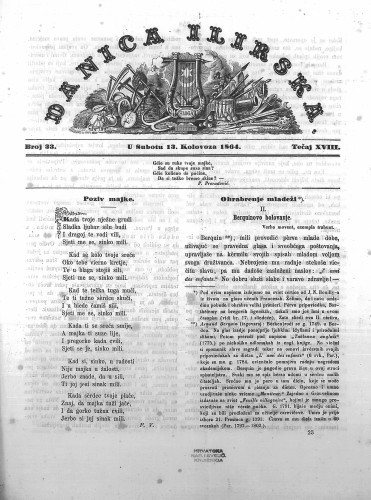 Danica ilirska : 18,33(1864)  / urednik Ljudevit Gaj.