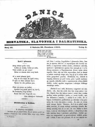 Danica horvatska, slavonska i dalmatinska : 10,52(1844)  / učrednik Ljudevit Gaj.