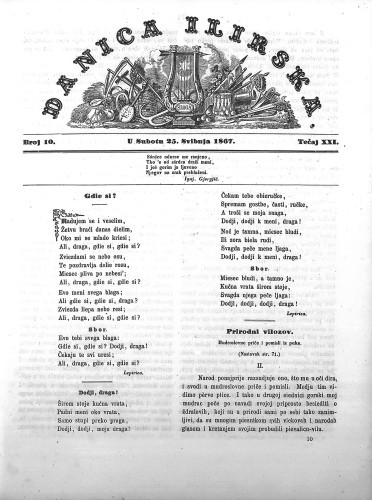Danica ilirska : 21,10(1867)  / urednik Ljudevit Gaj.