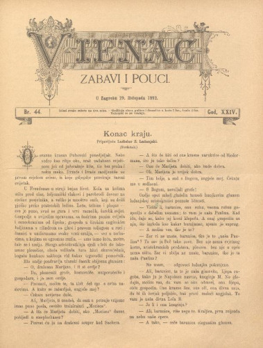 Vienac : zabavi i pouci. : 24,44(1892) / uredjuju V. Klaić i M. Maravić.