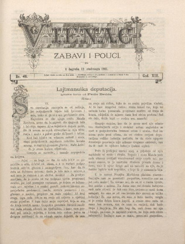 Vienac : zabavi i pouci. : 13,46(1881) / urednik August Šenoa.