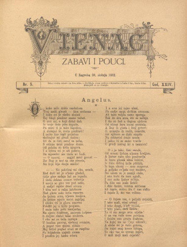 Vienac : zabavi i pouci. : 24,5(1892) / uredjuju V. Klaić i M. Maravić.