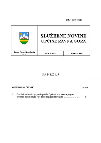 Službene novine Općine Ravna Gora : službeno glasilo Općine Ravna Gora : 8,7(2022) / glavni urednik Mišel Šćuka.
