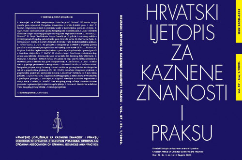 Hrvatski ljetopis za kaznene znanosti i praksu = Croatian annual of criminal sciences and practic : 27,1(2020) / glavna i odgovorna urednica, editor in chief Zlata Đurđević.