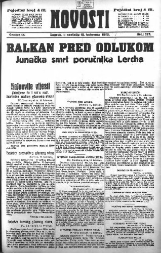 Novosti : 9,227(1915) / odgovorni urednik Mile Maravić.