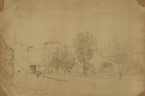 Cour du Lazaaret / J.[Jean] B.[Baptista] Van Moer.