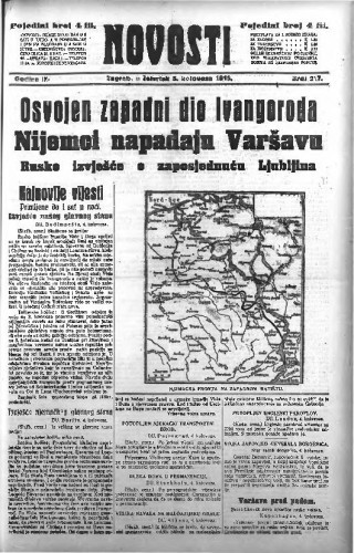 Novosti : 9,217(1915) / odgovorni urednik Mile Maravić.