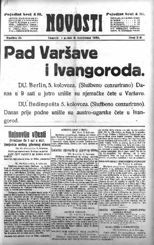 Novosti : 9,218(1915) / odgovorni urednik Mile Maravić.