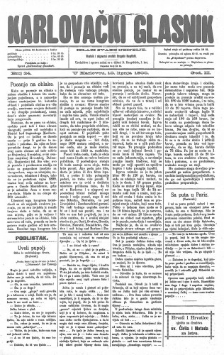 Karlovački glasnik : 2,24(1900) / odgovorni urednik Dragutin Hauptfeld.