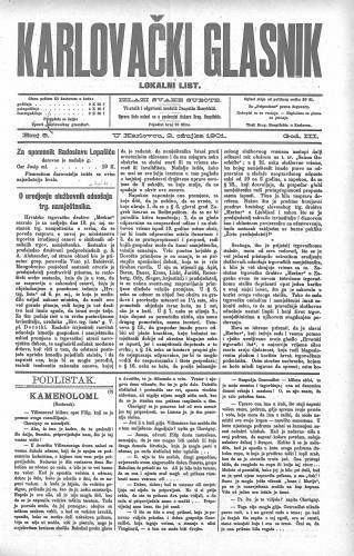 Karlovački glasnik : lokalni list : 3,9(1901) / odgovorni urednik Dragutin Hauptfeld.
