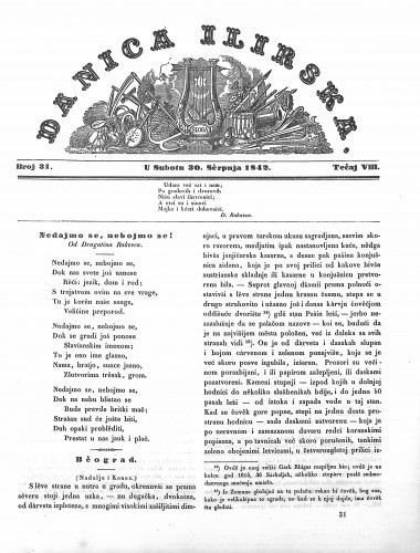 Danica ilirska : 8,31(1842) / učrednik Ljudevit Gaj.