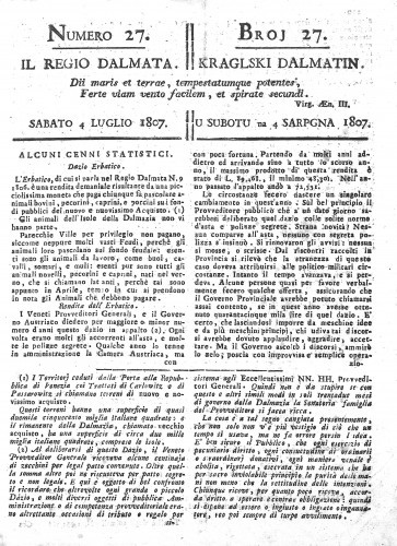 Il Regio Dalmata. = Kraglski Dalmatin. : 27(1807)