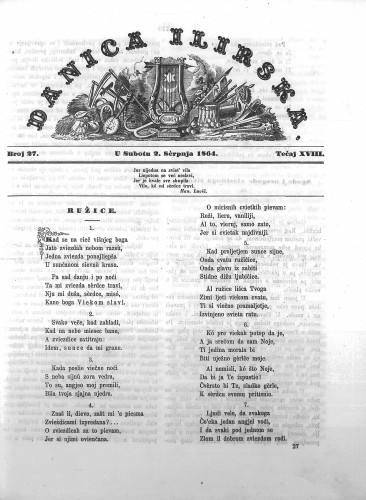 Danica ilirska : 18,27(1864)  / urednik Ljudevit Gaj.