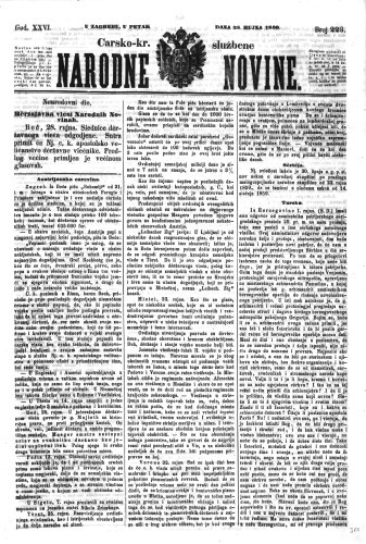 Carsko-kr. službene narodne novine : 26,223(1860)  / odgovorni učrednik Dr. Demeter.