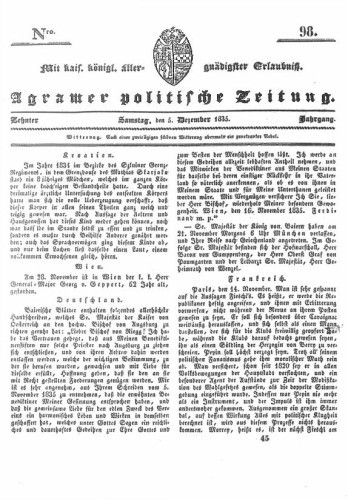 Agramer politische Zeitung : 10,98(1835) / Verlager und Redacteur Franz Stauduar und Ferd. Rosenau.