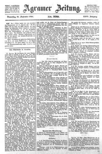 Agramer Zeitung : 26,220(1851) / für die Redaktion verantwortlich Ivan Sonvan. 