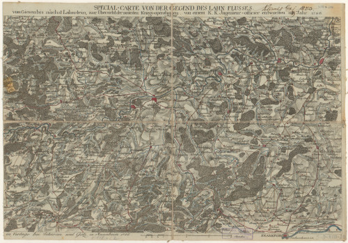 Special Carte von der Gegend des Lahn Flusses von Giesen bis nächst Lahnstein zur Übersicht der neüesten Kriegs - Operationen.