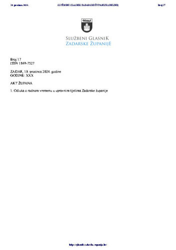 Službeni glasnik Zadarske županije : 31,17(2024) 