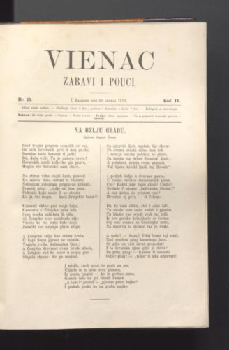 Vienac : zabavi i pouci. : 4,29(1872) / urednik Franjo Marković.