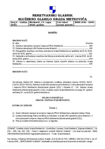 Neretvanski glasnik  : službeno glasilo grada Metkovića : 8(2023) / glavni i odgovorni urednik Mojmir Vladimir.
