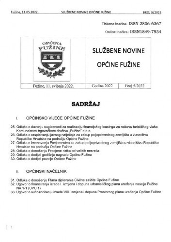 Službene novine : 5(2022) / glavni urednik Kristina Piršić.