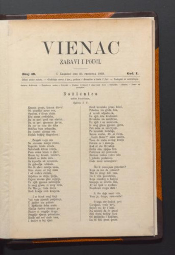 Vienac : zabavi i pouci. : 1,49(1869) / urednik Gjuro Deželić.