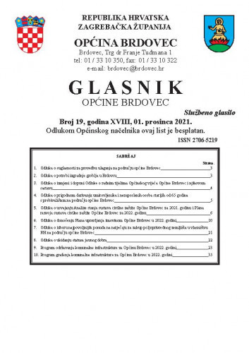 Glasnik Općine Brdovec : 18,19(2021)/ uredništvo Alen Prelec, Maja Coner i Daniel Bukovinski.