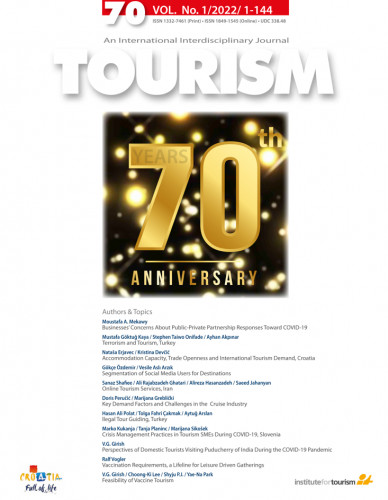 Tourism :  international interdisciplinary journal : 70,1(2022) / editor-in-chief Josip Mikulić.