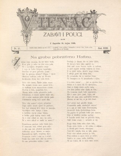 Vienac : zabavi i pouci. : 31,37(1899) / uredjuje Jovan Hranilović.
