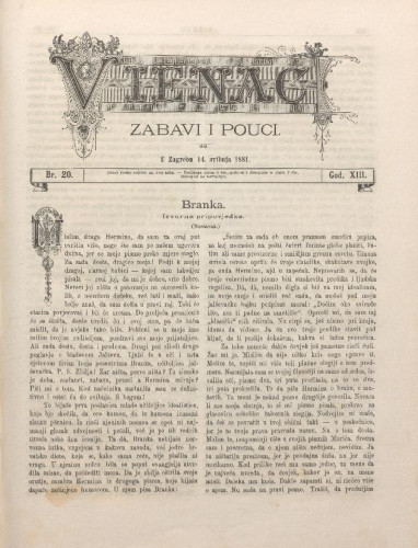 Vienac : zabavi i pouci. : 13,20(1881) / urednik August Šenoa.