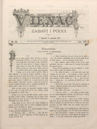 Vienac : zabavi i pouci. : 13,52(1881) / urednik Fran Folnegović.