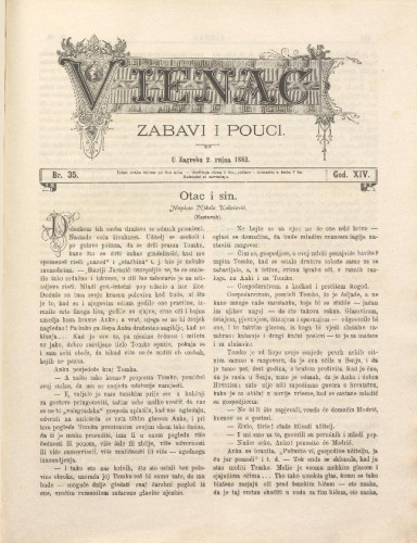 Vienac : zabavi i pouci. : 14,35(1882) / urednik Fran Folnegović.