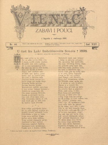 Vienac : zabavi i pouci. : 25,44(1893) / uredjuje J. Pasarić.