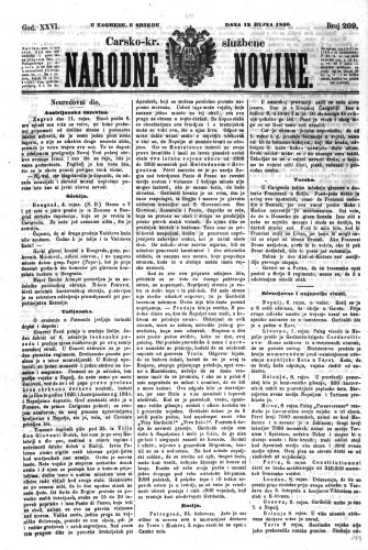 Carsko-kr. službene narodne novine : 26,209(1860)  / odgovorni učrednik Dr. Demeter.